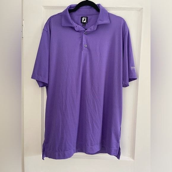 FOOTJOY Performance Golf Short Sleeve Pique Polo Men’s Size L in Purple Stripe - Picture 4 of 9